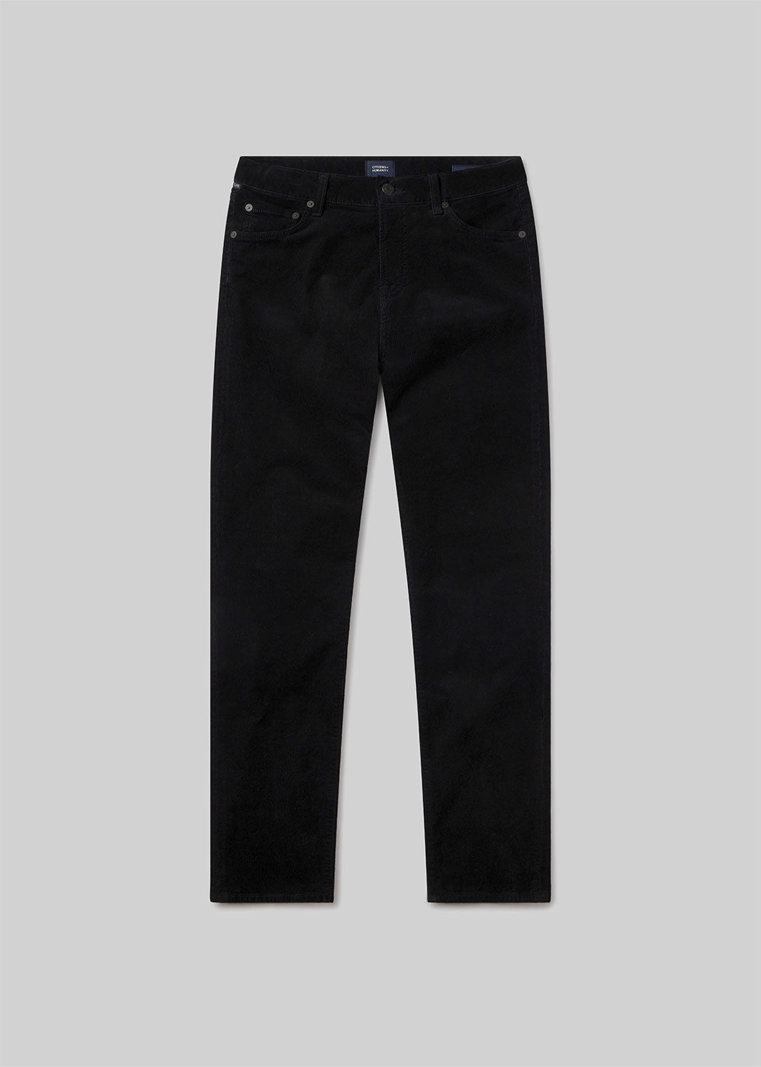 Gage Slim Straight Stretch Corduroy in Black flat