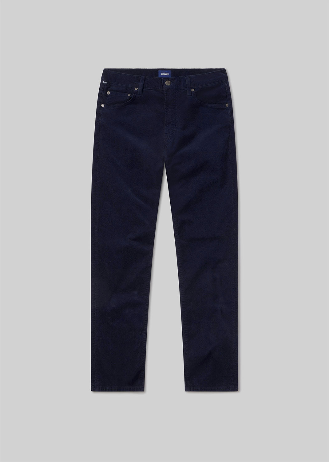 Gage Slim Straight Stretch Corduroy in Navy flat