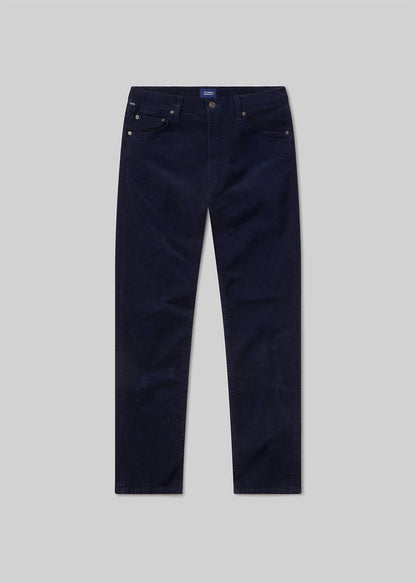 Gage Slim Straight Stretch Corduroy in Navy flat