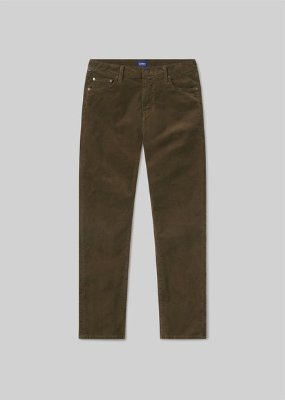 Gage Slim Straight Stretch Corduroy in Olive flat