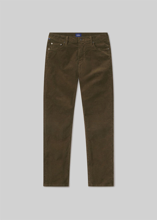 Gage Slim Straight Stretch Corduroy in Olive flat