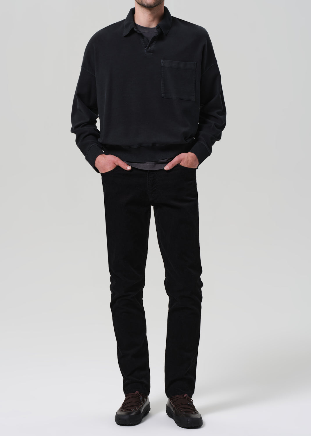 Gage Slim Straight Stretch Corduroy in Black