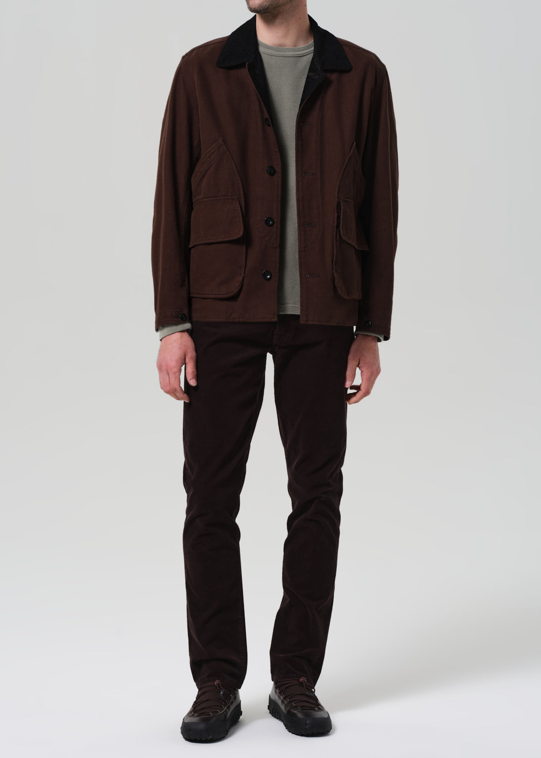 Gage Slim Straight Stretch Corduroy in Dark Espresso