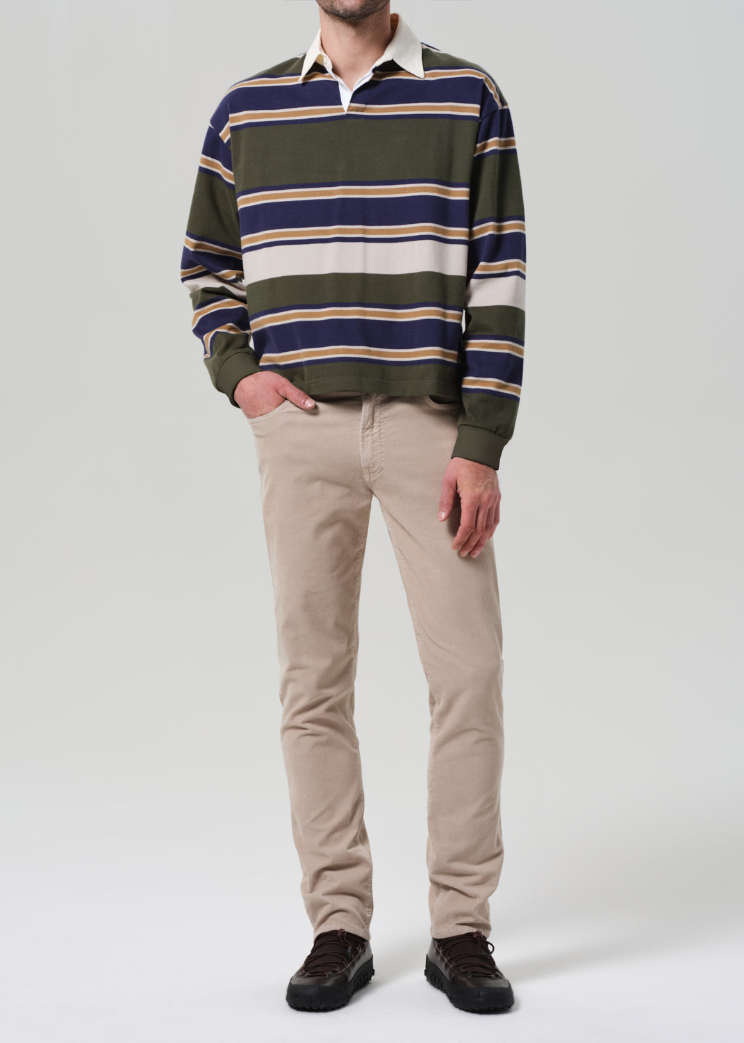 Gage Slim Straight Stretch Corduroy in Wheat front