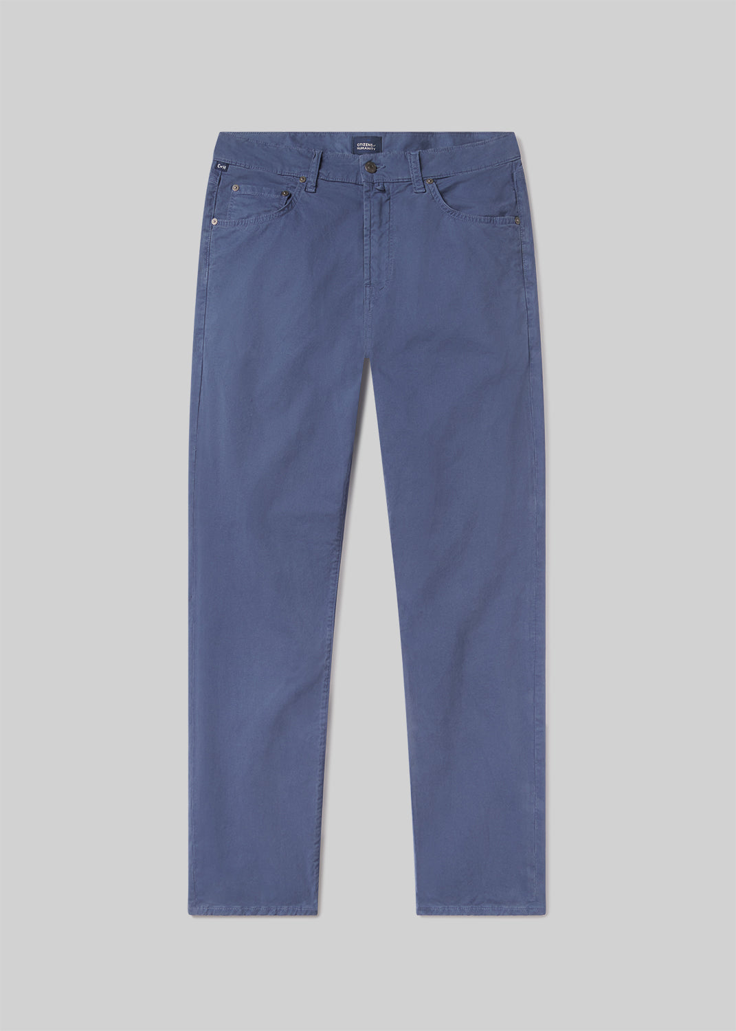 Gage Slim Straight Cashmere Touch Sateen in Blue flat