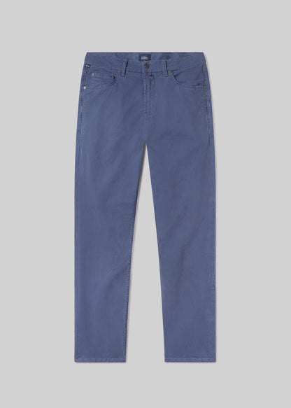 Gage Slim Straight Cashmere Touch Sateen in Blue flat