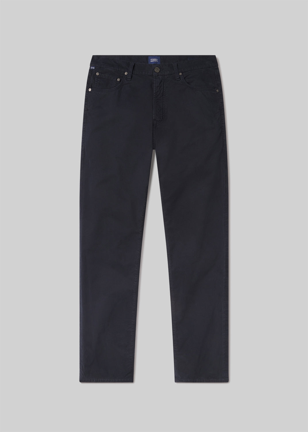 Gage Slim Straight Cashmere Touch Sateen in Ink flat