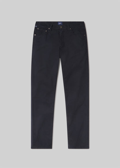 Gage Slim Straight Cashmere Touch Sateen in Ink flat