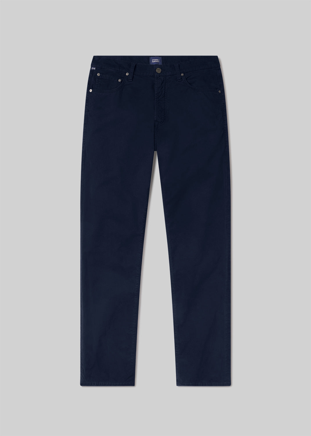 Gage Slim Straight Cashmere Touch Sateen in Ink flat