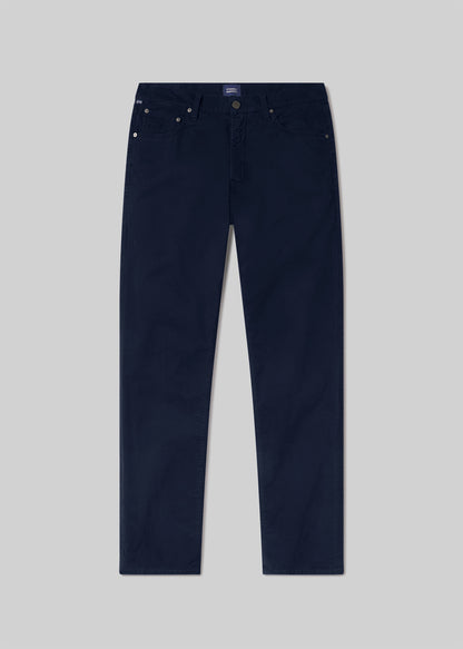 Gage Slim Straight Cashmere Touch Sateen in Ink flat