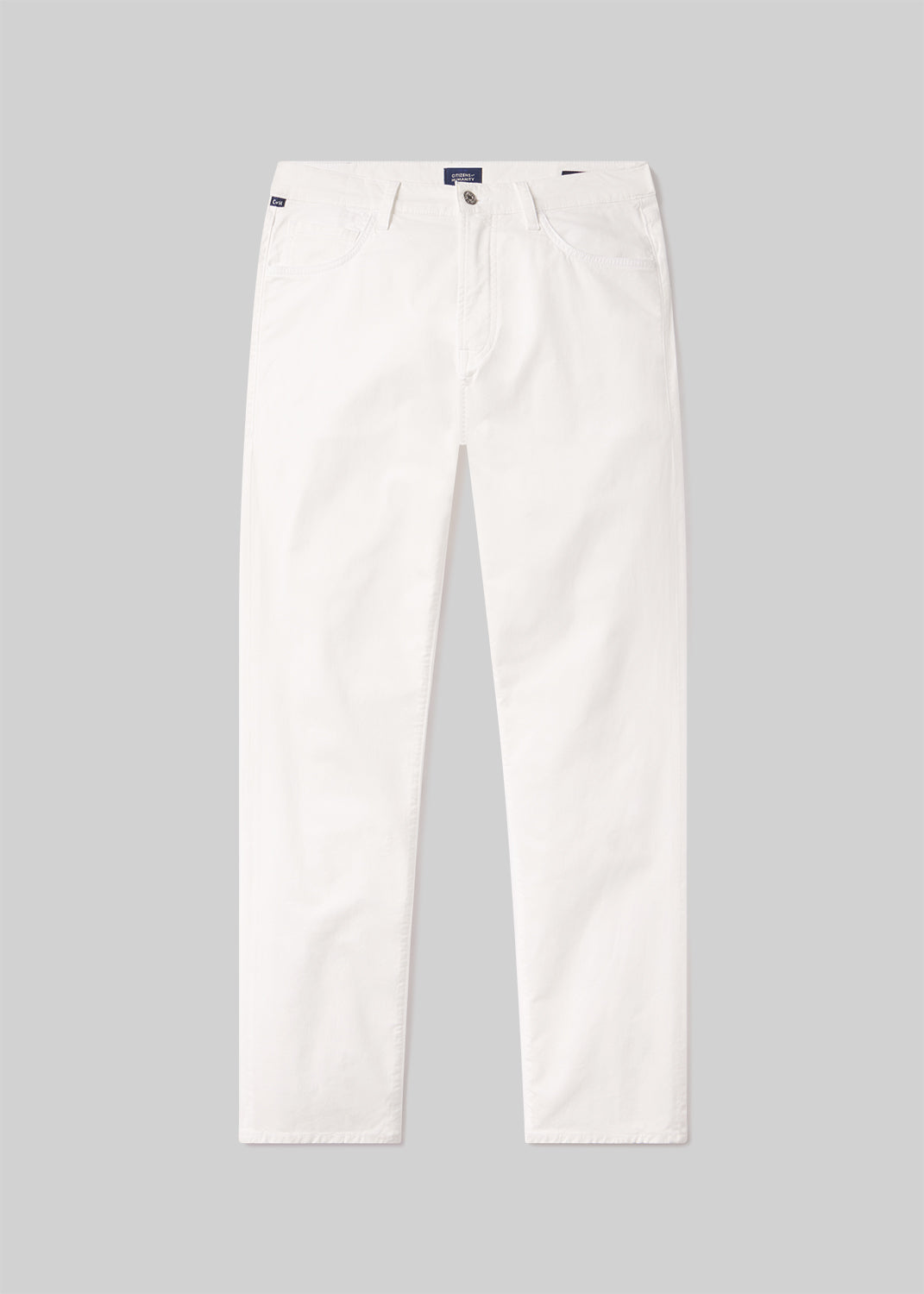 Gage Slim Straight Cashmere Touch Sateen in Soft White