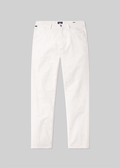 Gage Slim Straight Cashmere Touch Sateen in Soft White