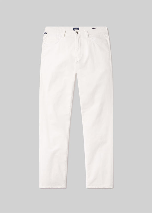 Gage Slim Straight Cashmere Touch Sateen in Soft White