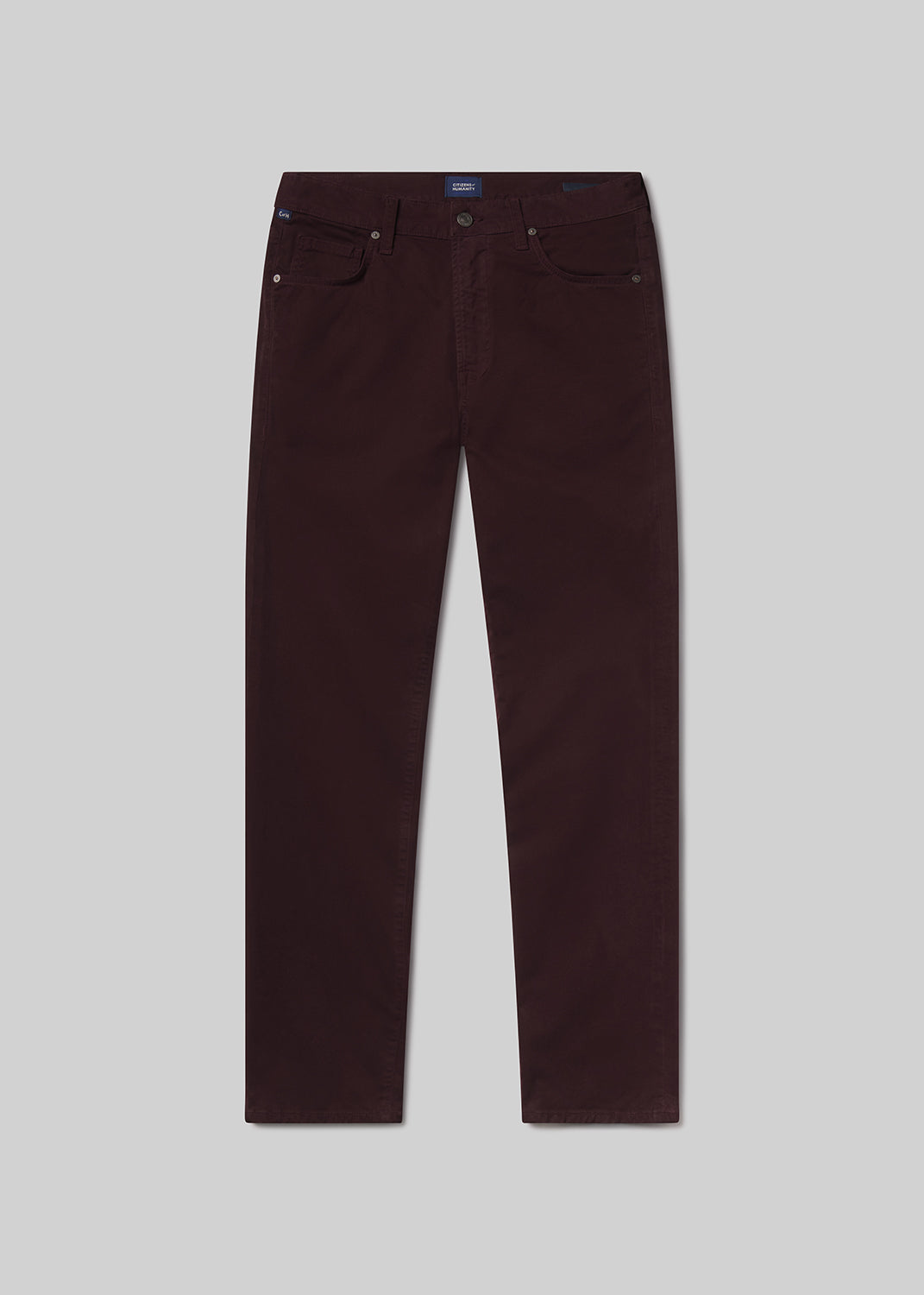 Gage Slim Straight Cashmere Touch Sateen in Burgundy flat