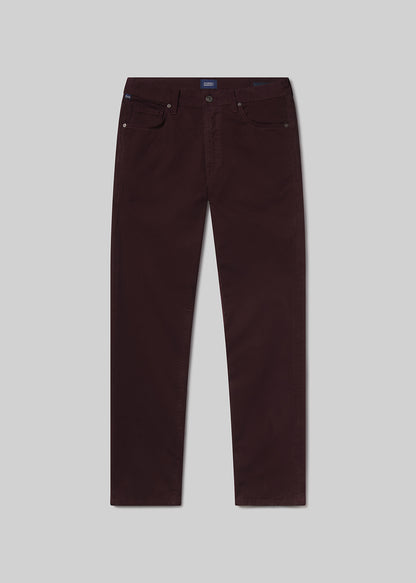 Gage Slim Straight Cashmere Touch Sateen in Burgundy flat