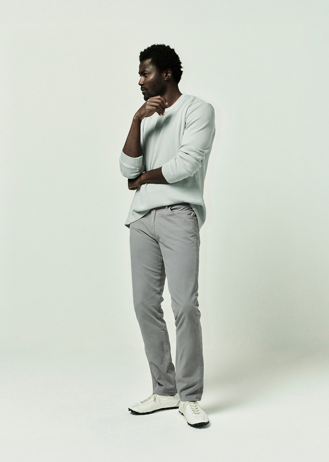 Gage Slim Straight Italian Canvas in Grey