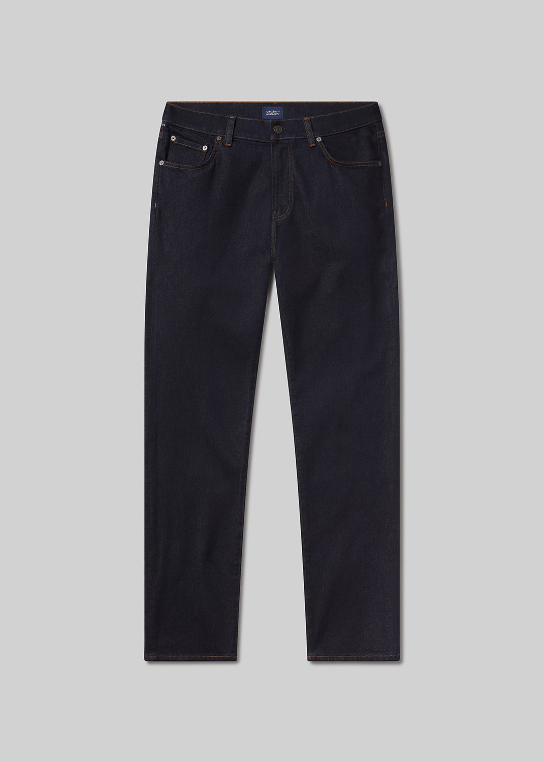 Flat shot of black jeans on a grey background