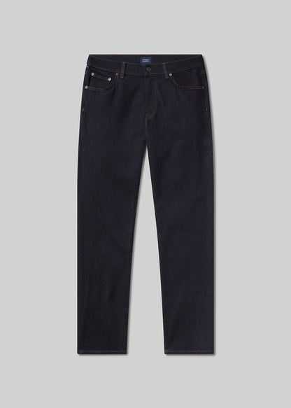 Flat shot of black jeans on a grey background