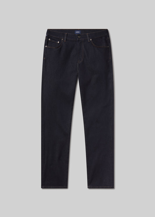 Flat shot of black jeans on a grey background