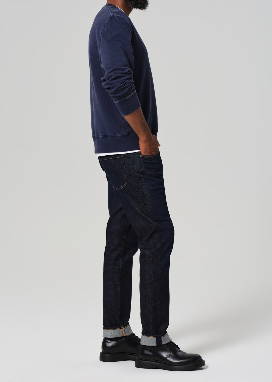 Gage Slim Straight Cashmere Denim in Falcon side