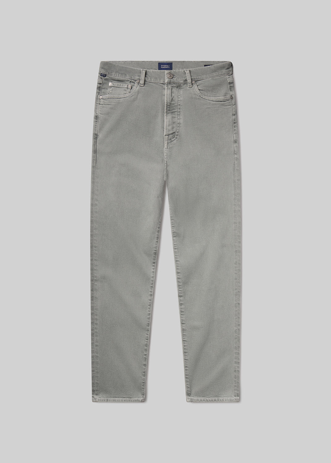 Flat shot of jeans on a grey background