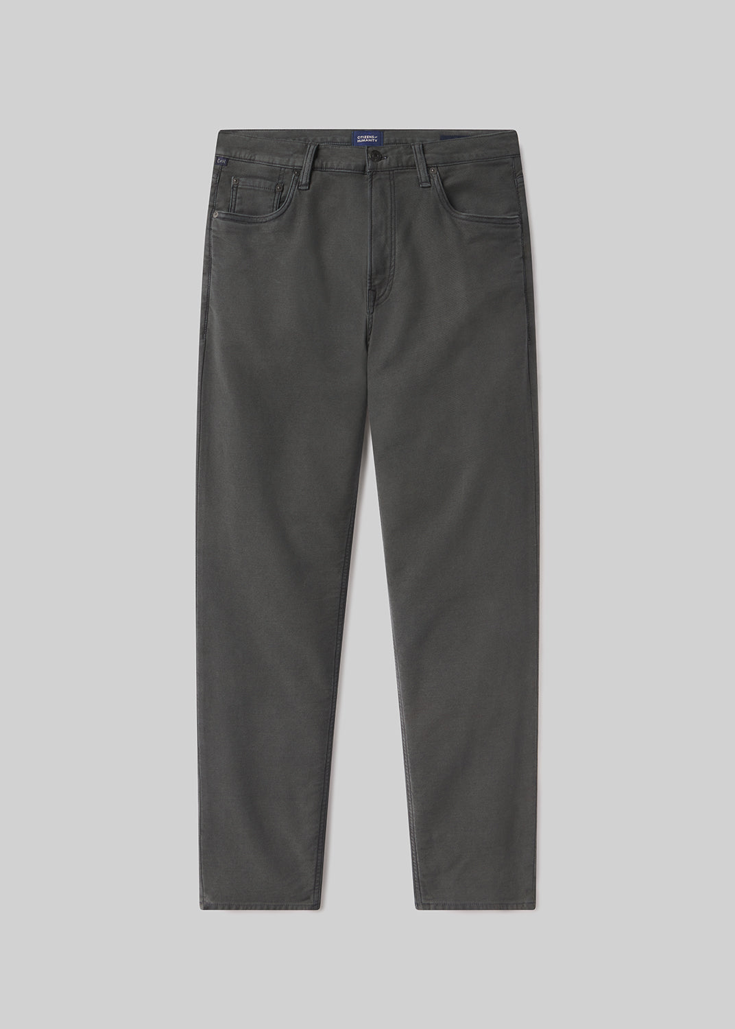 Adler Slim Perform Twill in Charred Cedar flat
