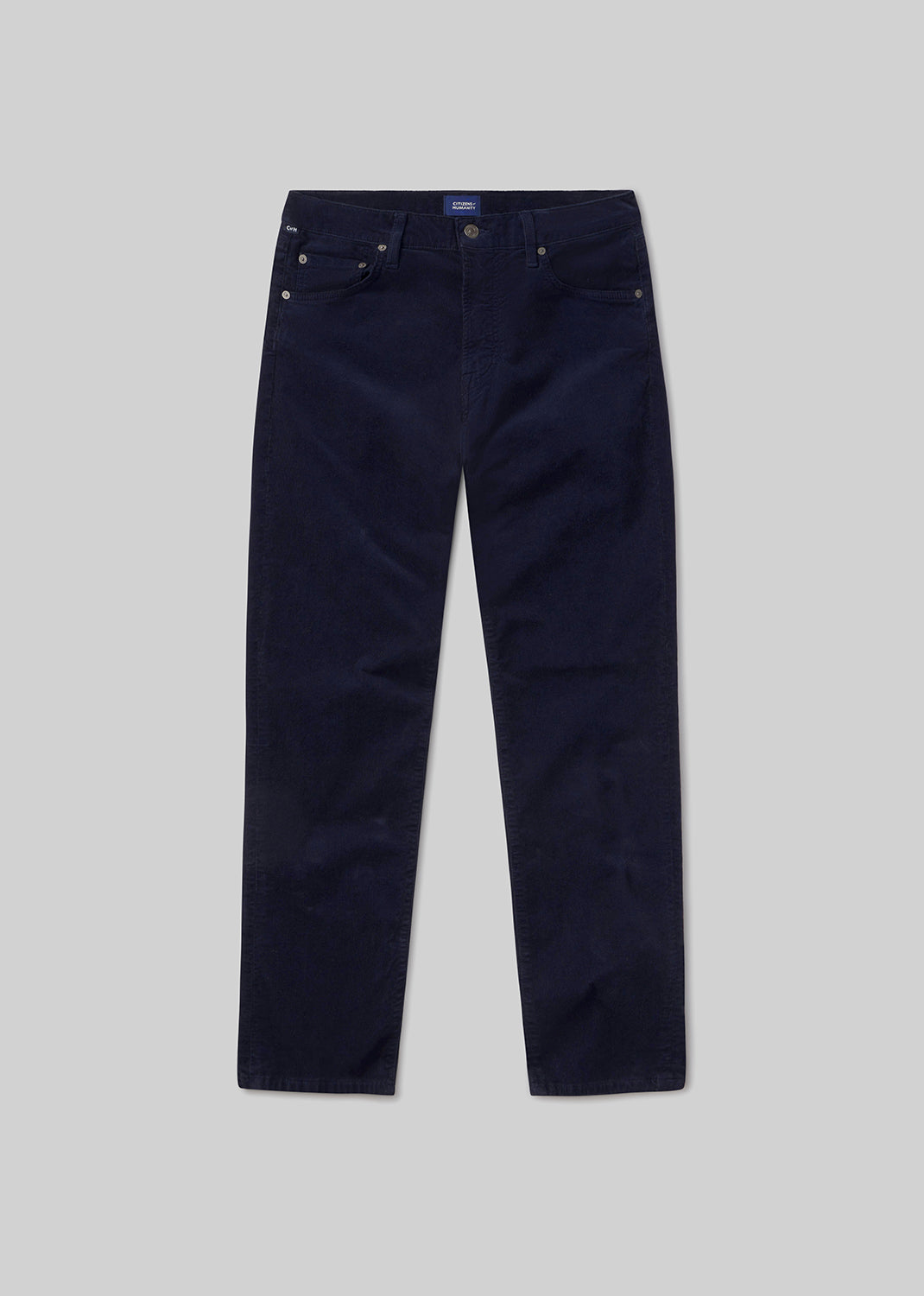 Elijah Straight Stretch Corduroy in Navy flat