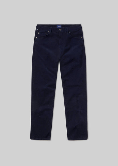 Elijah Straight Stretch Corduroy in Navy flat
