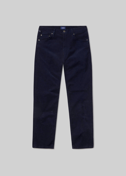 Elijah Straight Stretch Corduroy in Navy flat
