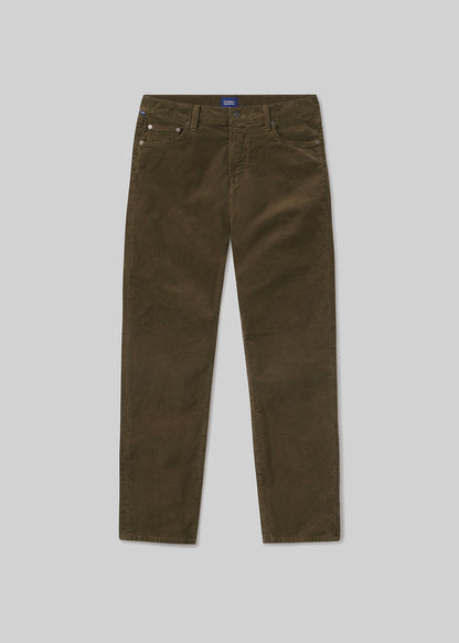 Elijah Straight Stretch Corduroy in Olive flat
