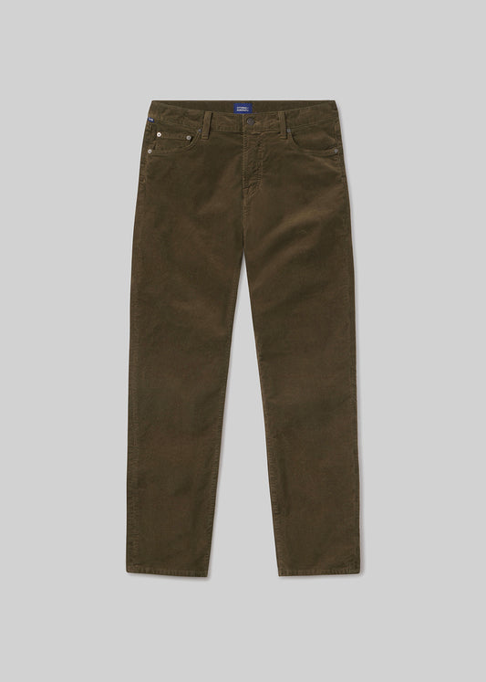 Elijah Straight Stretch Corduroy in Olive flat