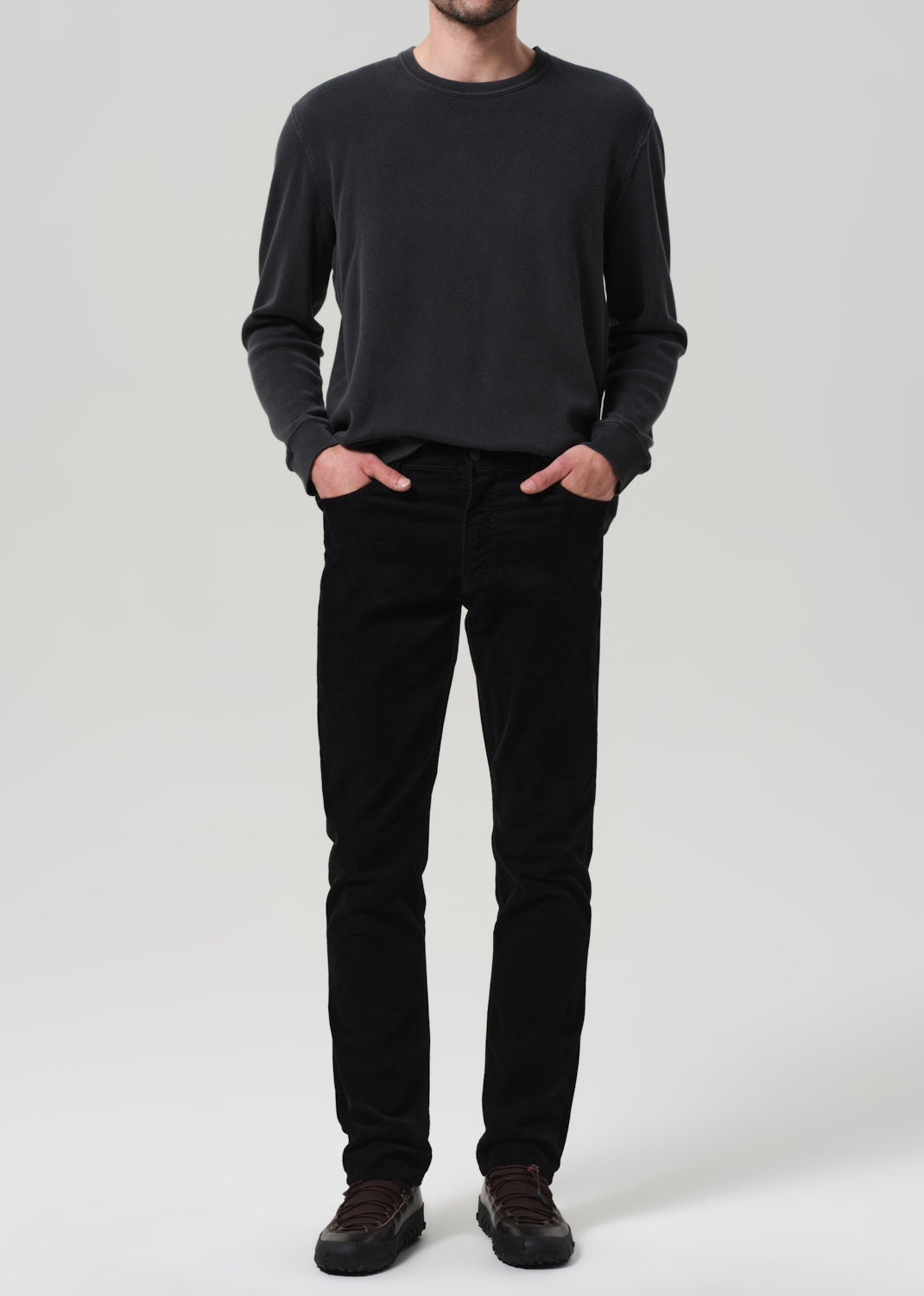 Elijah Straight Corduroy in Black front