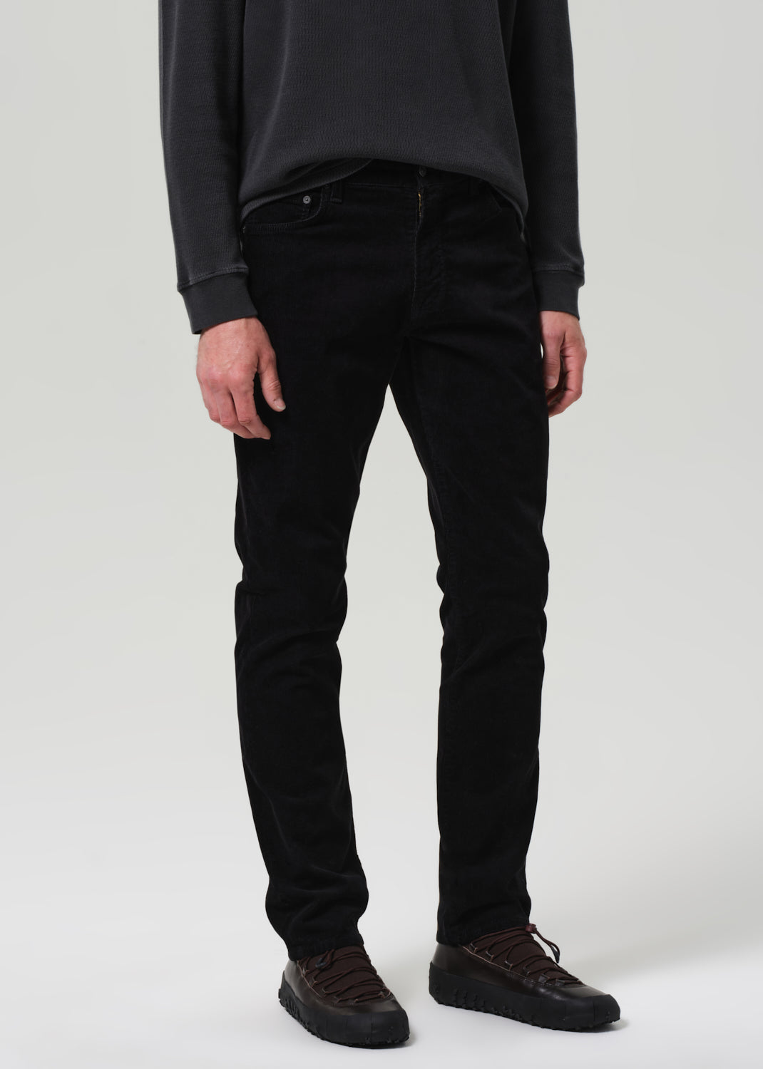 Elijah Straight Corduroy in Black front