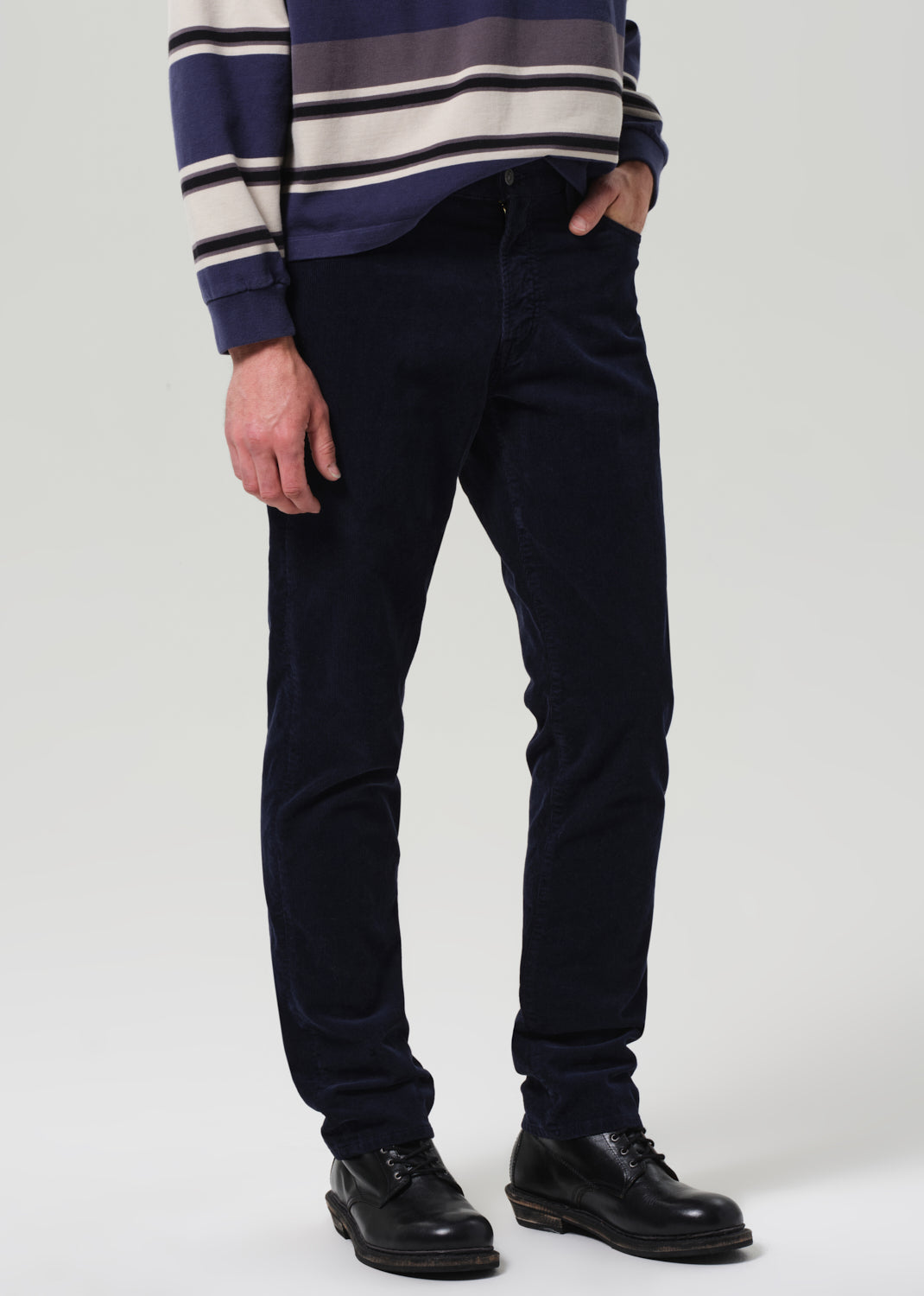 Elijah Straight Stretch Corduroy in Navy front