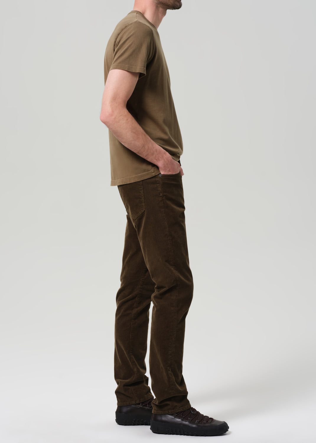 Elijah Straight Stretch Corduroy in Olive side