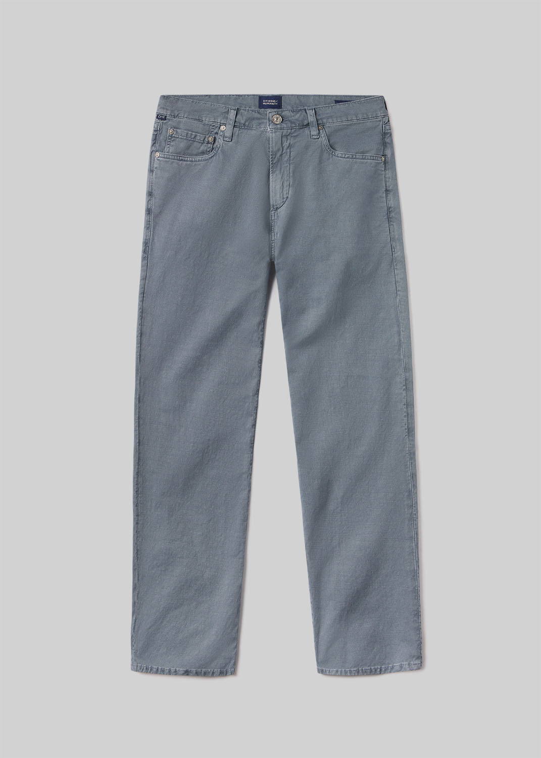 Elijah Straight Comfort Stretch Linen in Stone Blue flat