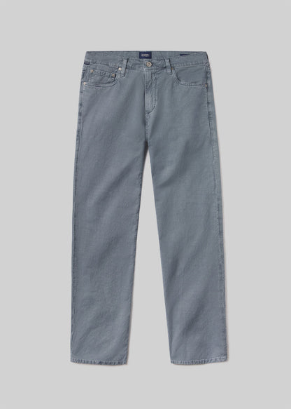 Elijah Straight Comfort Stretch Linen in Stone Blue flat