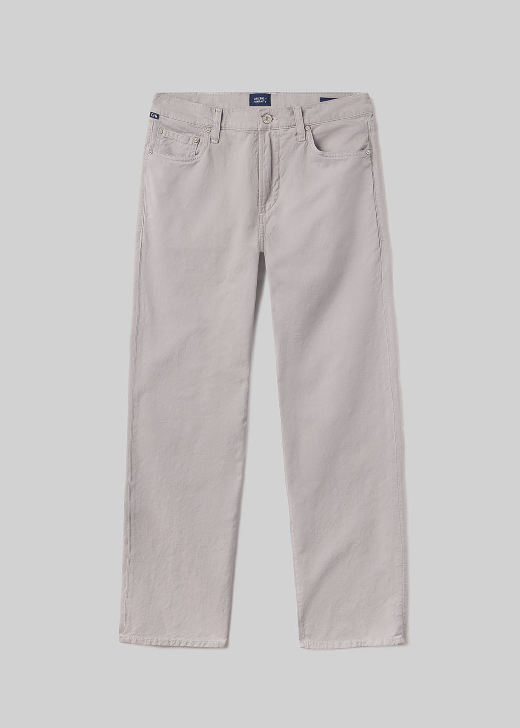 Elijah Straight Comfort Stretch Linen in Stone Grey flat