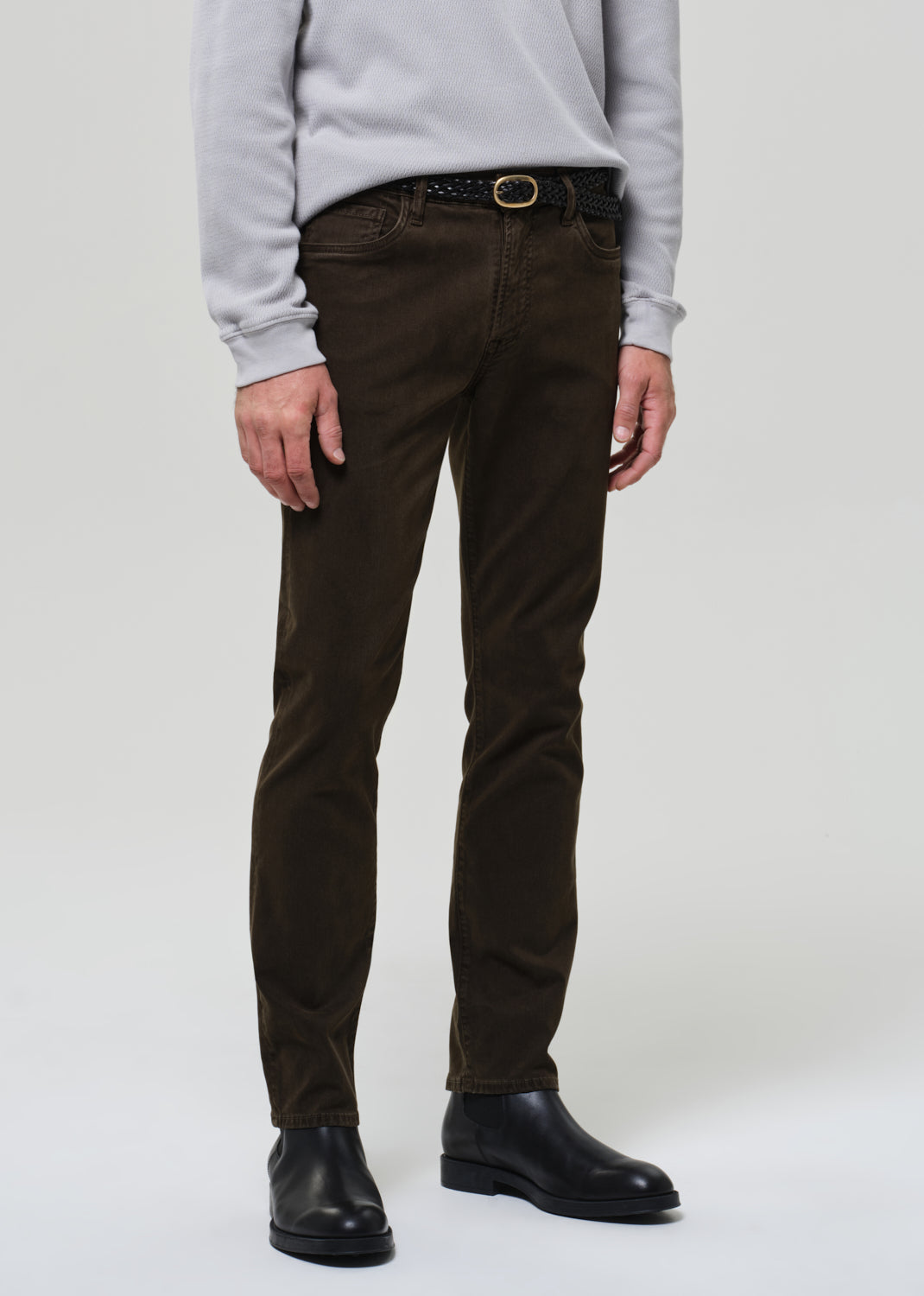 Elijah Straight Cashmere Touch Twill in Dark Olive