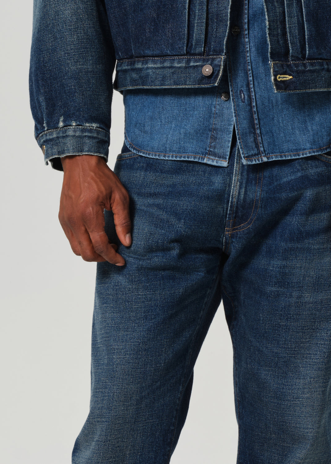 Elijah Relaxed Straight Japanese Selvedge in Covell detail
