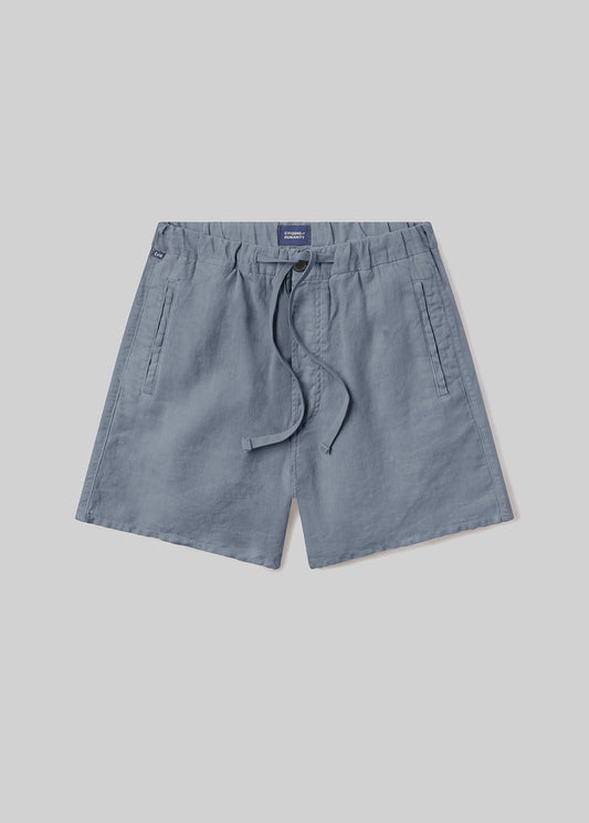 Drawstring Deck Short in Stone Blue flat