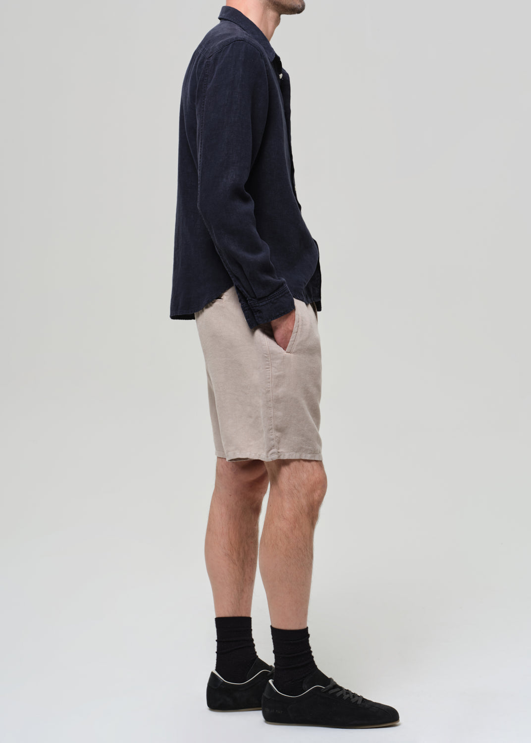 Drawstring Deck Linen Short in Wheat