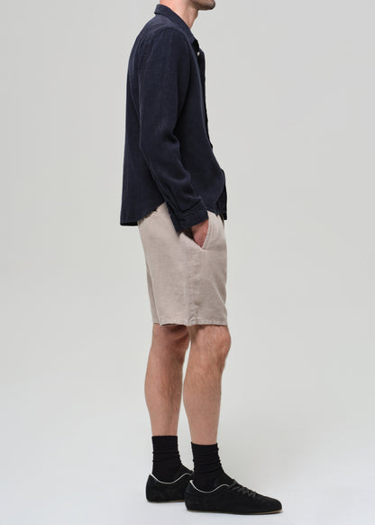 Drawstring Deck Linen Short in Wheat
