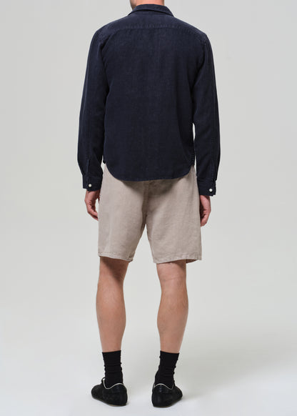 Drawstring Deck Linen Short in Wheat