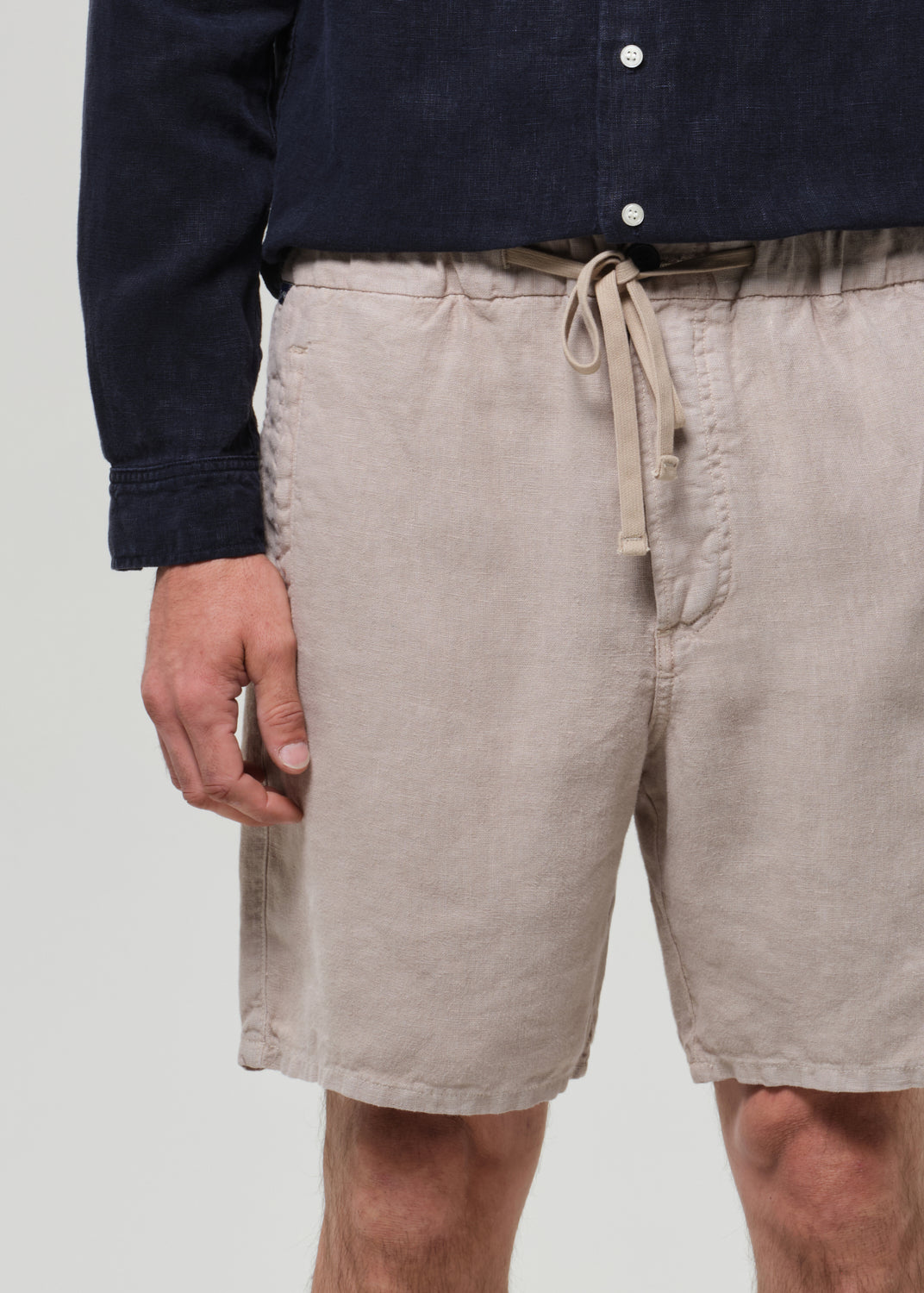 Drawstring Deck Linen Short in Wheat