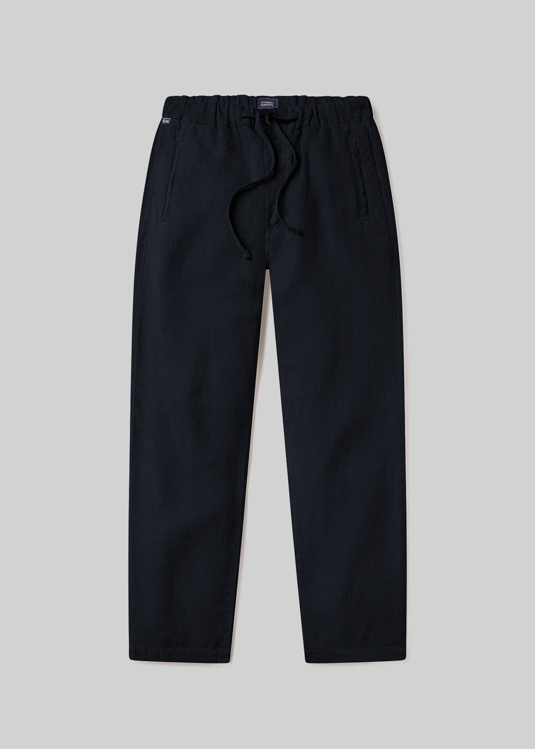 Drawstring Deck Linen Pant in Navy flat