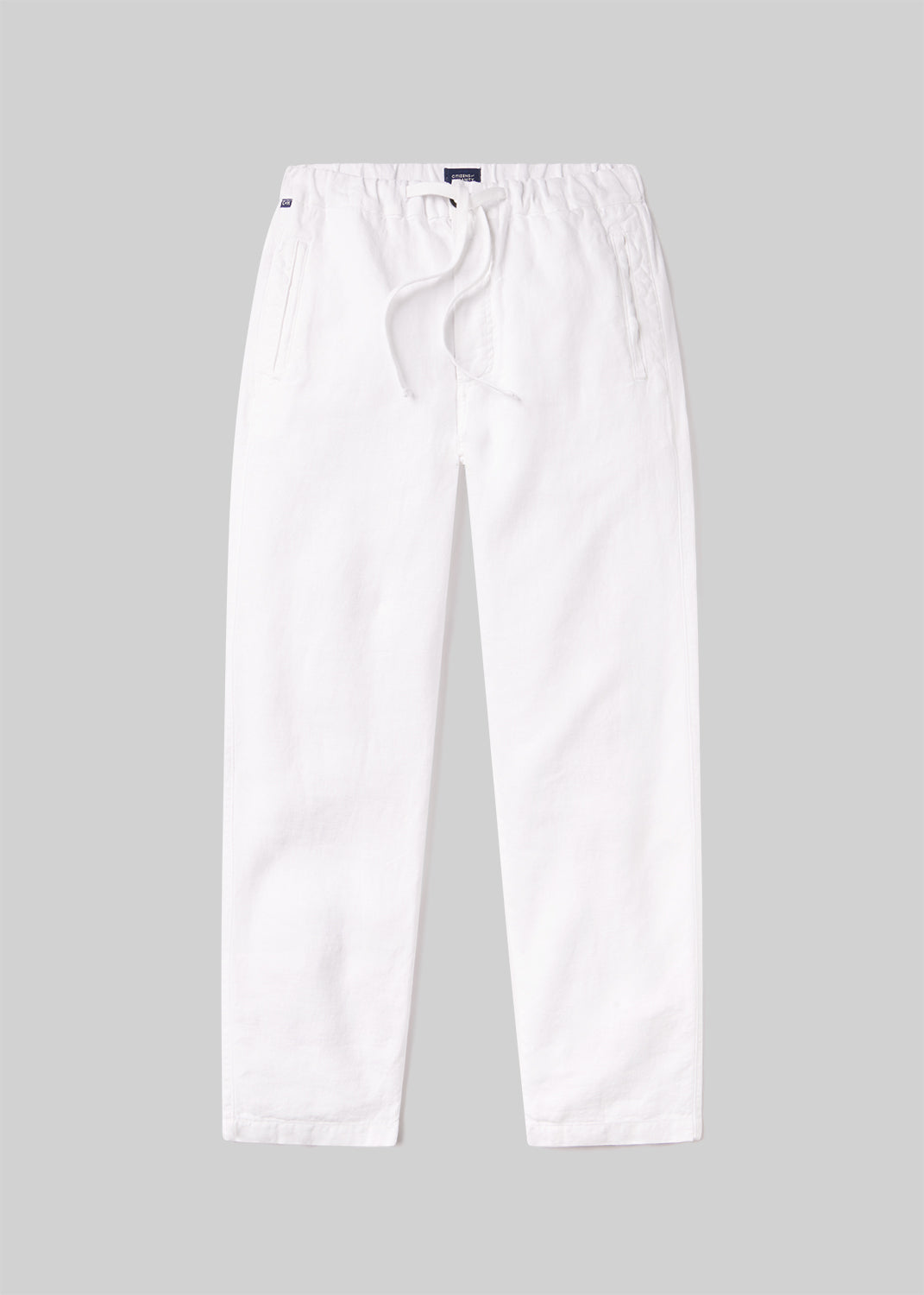 Drawstring Deck Linen Pant in White flat