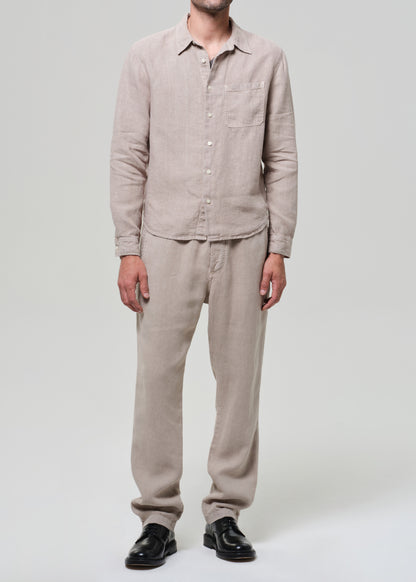 Drawstring Deck Linen Pant in Wheat