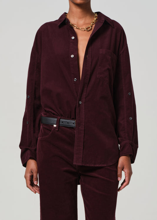 Kayla Shirt Corduroy in Bordeaux front