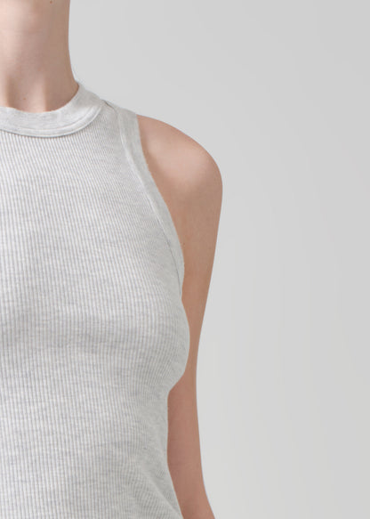 Isabel Rib Tank in Heather Grey detail